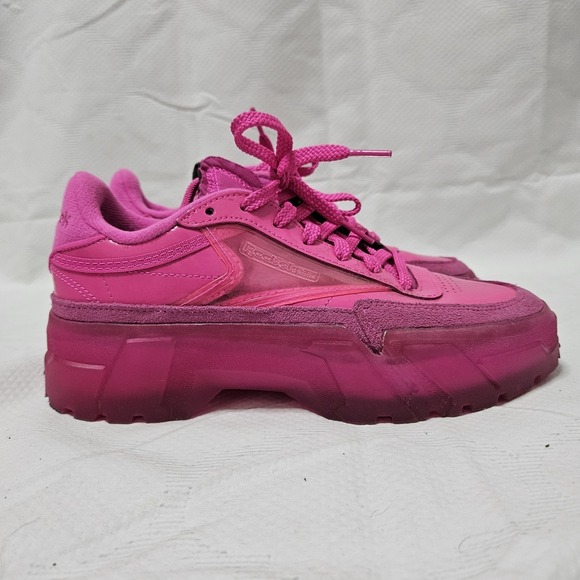 Reebok Club C Cardi B Dynamic Pink Sneakers Women's 7 Shoes Activewear EUC - Picture 4 of 11